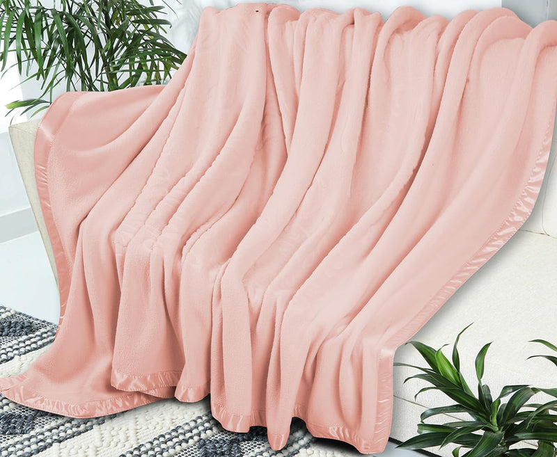 BSB HOME® True North Luxury Micro Fleece Blanket for Single Bed (60 x 86 inches) |Ultrasoft & Lightweight Antipilling Blanket with Satin Piping Border - 250 GSM |Double - 152x220 cms|Peach