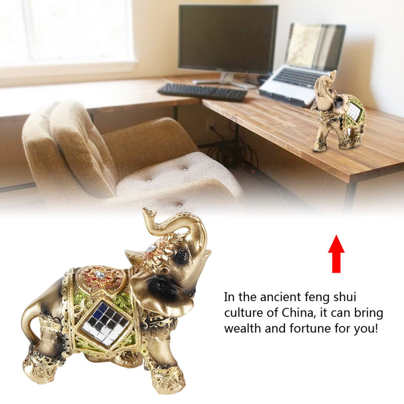 Akozon Elephant Statue Lucky Feng Shui Green Elephant Statue Sculpture Wealth Figurine Gift Home Decoration(S)