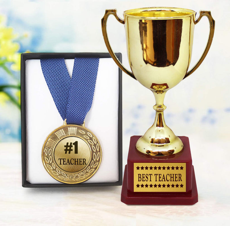 TIED RIBBONS Gifts for Teachers Day from Students | Teacher Day Gifts | Teacher Present for Teachers Day | Best Teacher | Engraved Golden Trophy