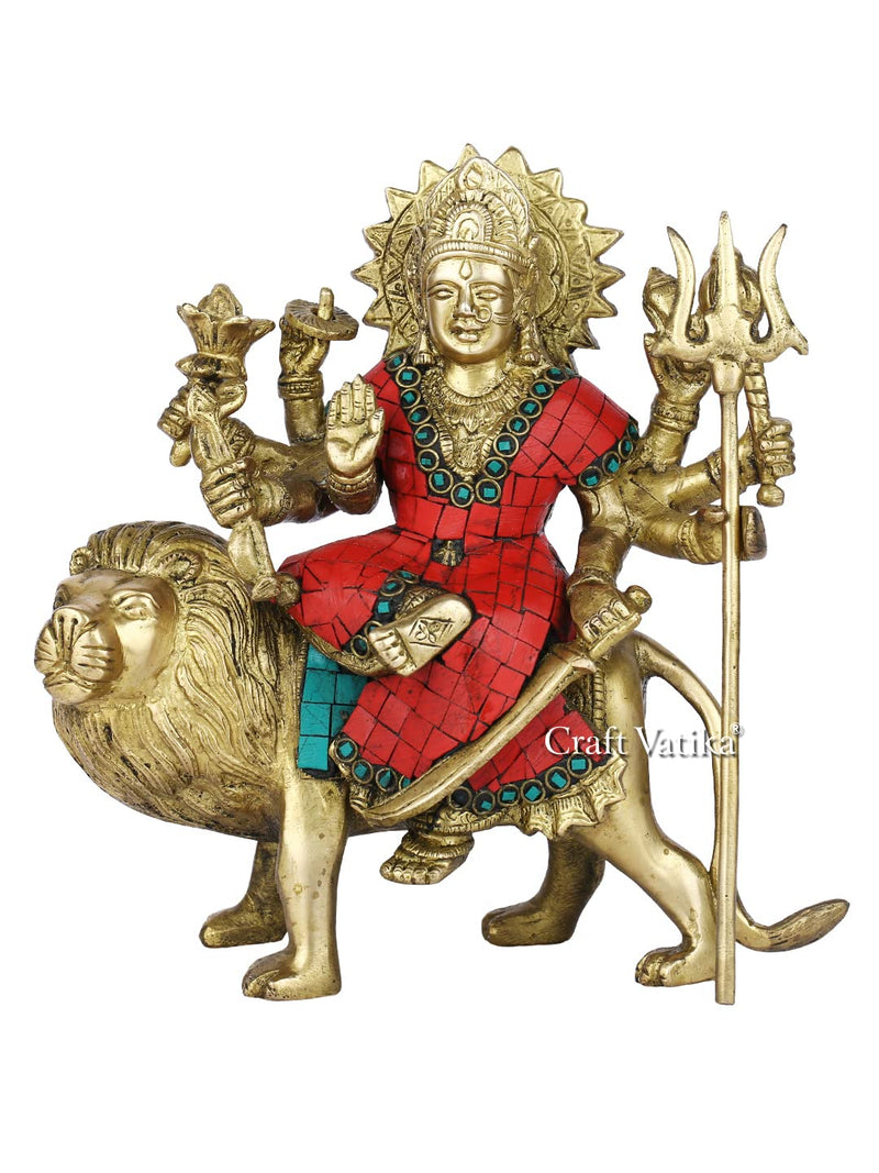 Collectible India Large Durga Idol Hindu Goddess Figurine Brass Sculpture Maa Durga Kali Devi Statue Decor Gifts