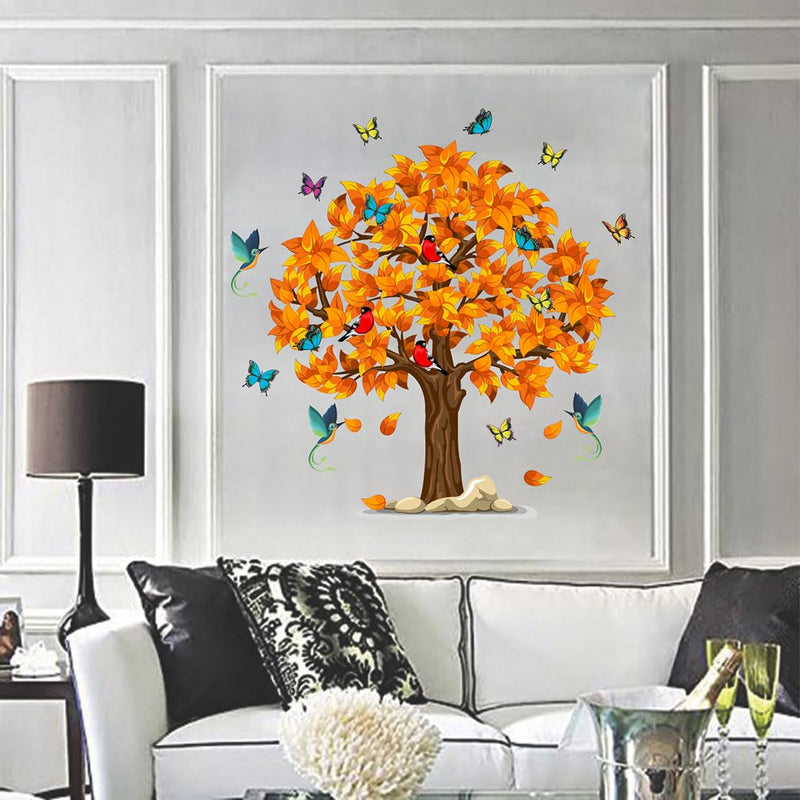 Wallbook Orange Tree Wall Sticker | Wall Stickers for Home, Kitchen, Office, Bedroom & Living Room (71 x 71 cms)