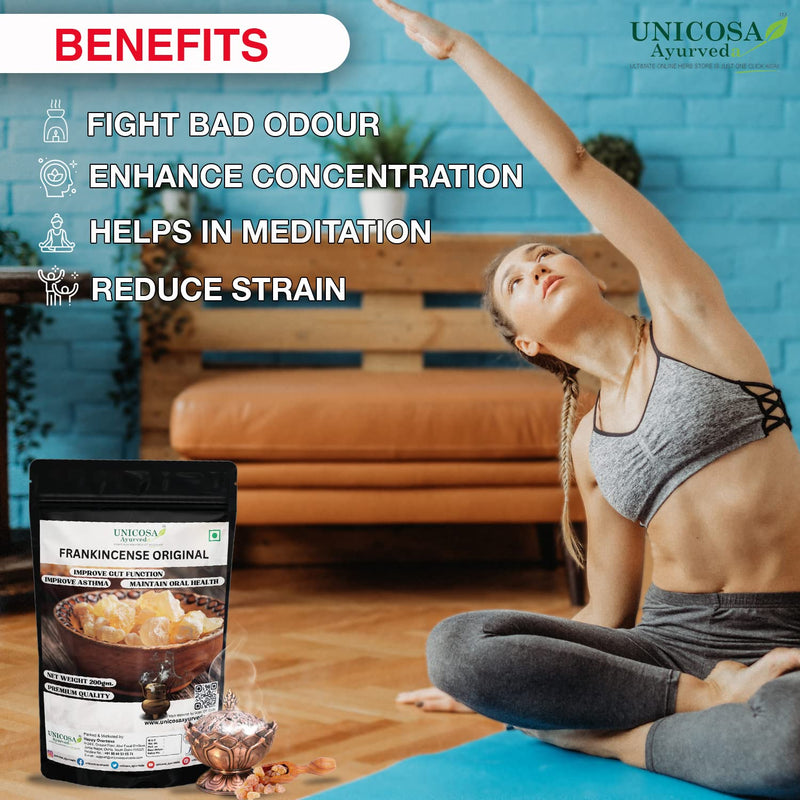 UNICOSA Ayurveda Pure Frankincese Resin 100gm Kunduru | Loban | Monastery Incense | Olibanum | Boswellia Carterii | Frankincense Tears | Pure Frankincense Granules | Organic Premium Incense