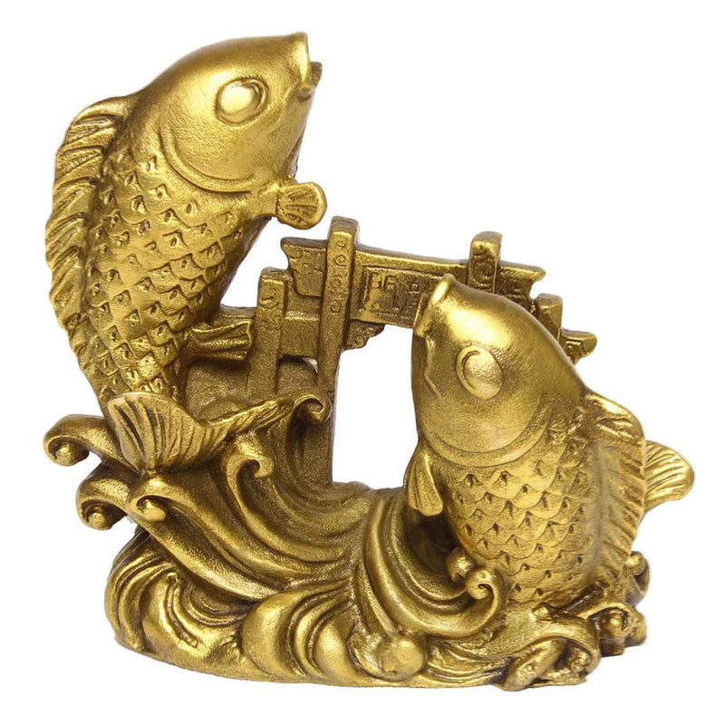 Chinese Handmade Brass Arowana Golden Fish Statue Home Decor Gift BS054