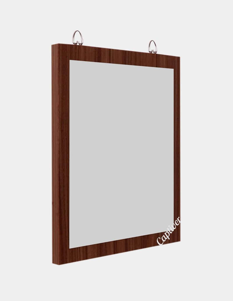 Captiver Wooden Frameless Decorative Wall Hanging Mirror (11X12.9 Inch, Walnut) / Wash Basin Decorative Plastic Washbasin Glass Cabinet Bathroom High Definition