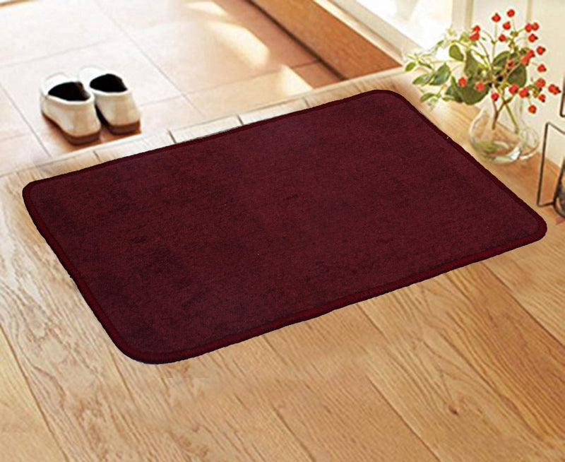 Kuber Industries Microfiber Anti Slip 3 Pieces Rectangular Door Mat 22"X14", Maroon - Ctktc021911