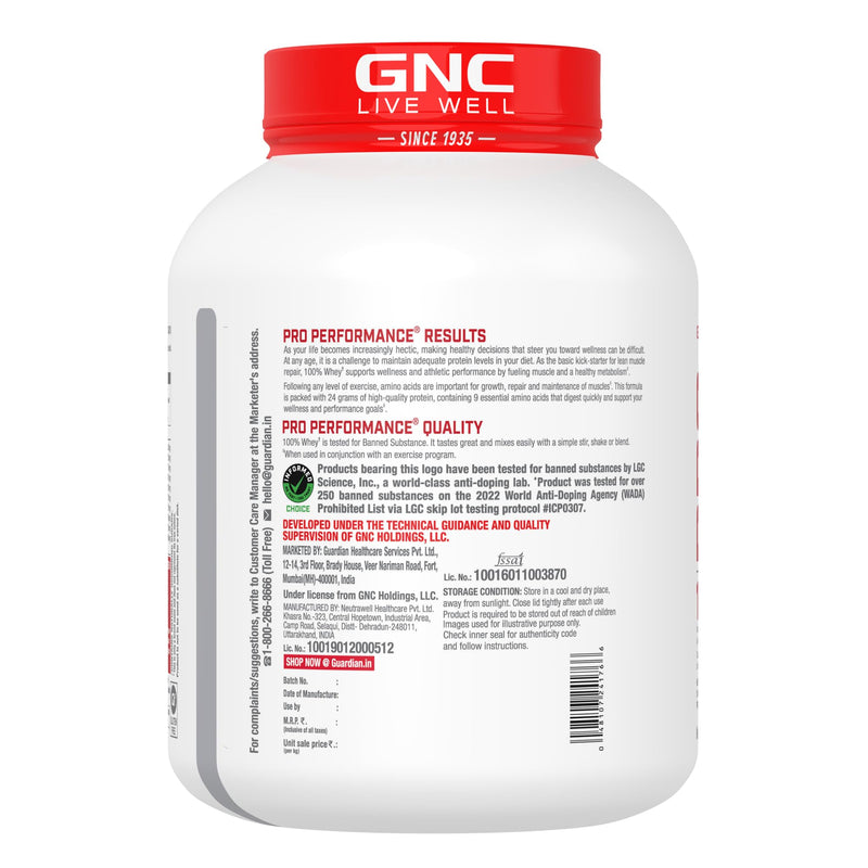 GNC Pro Performance 100% Whey Protein Powder | Boosts Strength & Endurance | Builds Lean Muscles | Fastens Muscle Recovery | Formulated In USA | 24g Protein | 5.5g BCAA | Chocolate Supreme | 4 lbs