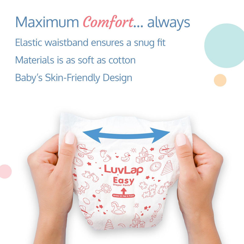 LuvLap Easy Diaper Pants, XXL, Pack of 46, for babies upto 15-25Kg, Pant style diaper with Anti-Rash Aloe Vera Lotion, ADL for Even Distribution, & 360° fit for better coverage & flexibility