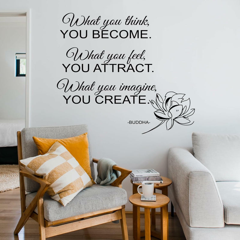 GADGETS WRAP Yoga Gym Wall Decals Quote What You Think You Become. What You Feel You Attract. What You Imagine You Create. - Buddha Decor Inspirational Vinyl Decal Sticker Home Office Art Mural