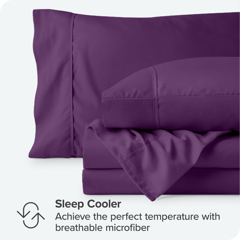 Queen , Plum : Premium 1800 Ultra-Soft Microfiber Collection Queen Sheet Set, Hypoallergenic, Easy Care, Wrinkle Resistant, Deep Pocket (Queen, Plum)