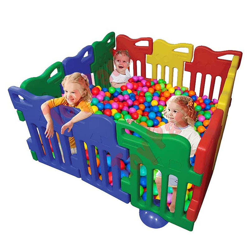 Toy Park Baby Playpen Kids Activity Centre Safe & Spacious Play Yard Home Indoor Outdoor, Happy Game Enclosure Ball Pool Area for Toddlers (Multicolour, 12 Panel Set)