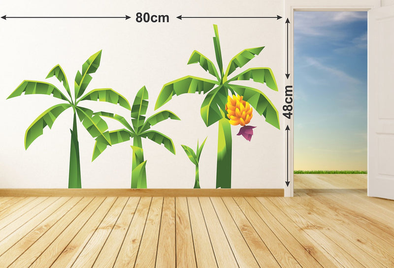 LANSTICK Beautifull Banana Tree with Banana Fruit Wall Sticker