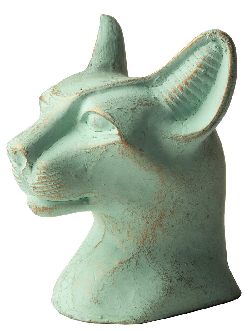 Discoveries Egyptian Imports Authentic Miniature Statue - Patina Finish - Bastet Cat Goddess Bust - 4" - Made in Egypt