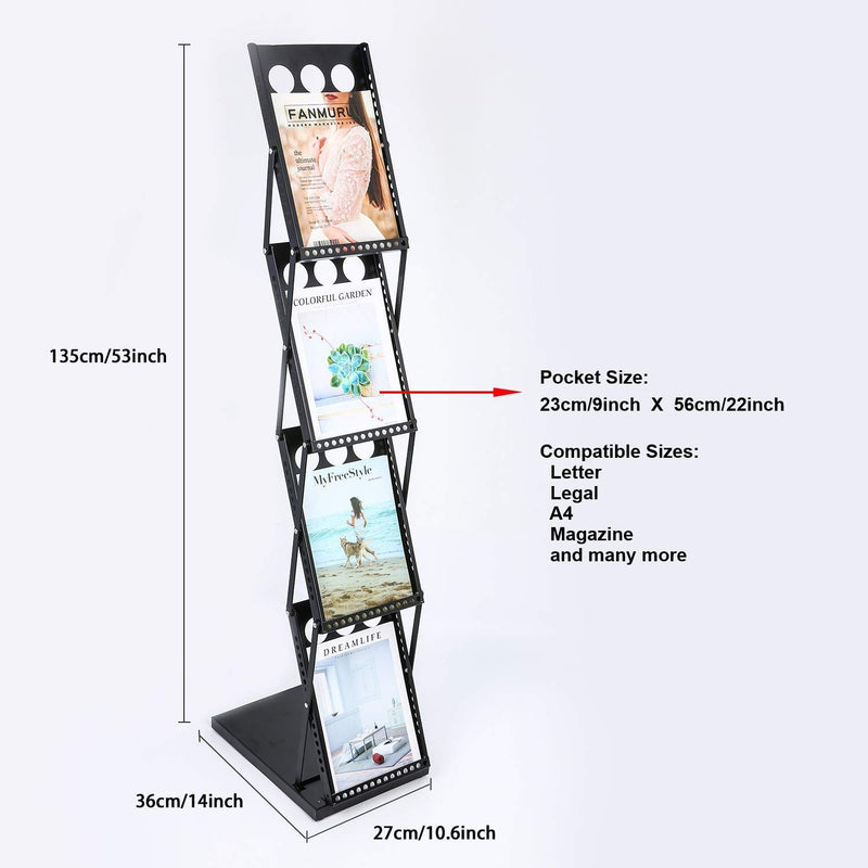 Elegante Premium Cast Iron Catalogue Folding Magazine, Brochure Holder Rack for Storefront (Black)