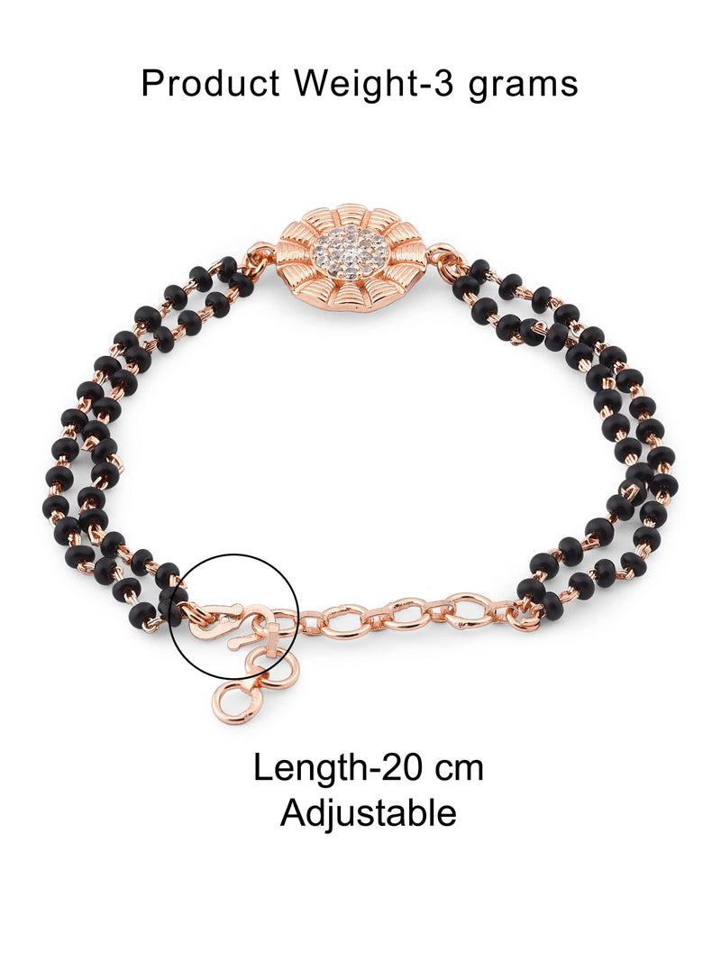 ZAVERI PEARLS Rose Gold Contemporary Cubic Zirconia Mangalsutra Bracelet For Women-ZPFK12636