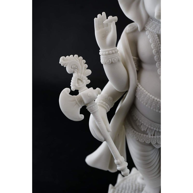 Top Collection 7.5" H 4.75" Standing Ganesh Statue in White Marble Finish - Hindu Lord of Success Sculpture