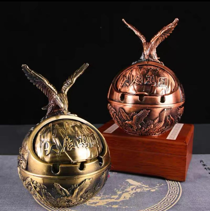 HEMZY Tiger Shaped Brass Ash Tray, 15 cm Diameter (Bronze)
