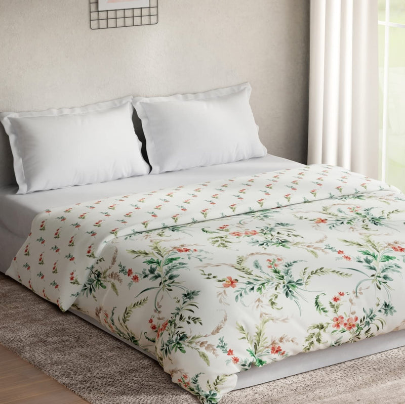 DDECOR - Pack of 1 Floral 100% Cotton Reversible Double Queen Quilt - Green