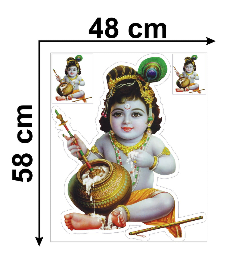 Delight Art Little Shree Krishna Design Wall Sticker Size - (56 * 47) cm Model id - (DAMC00692L)