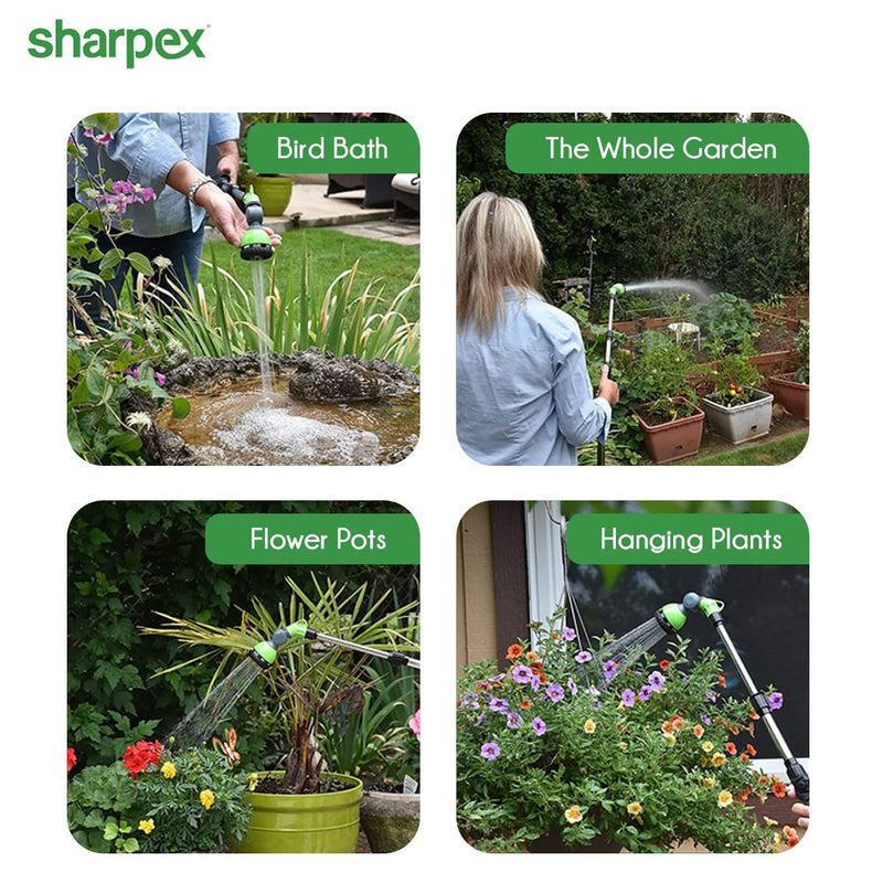 Sharpex 120 cm Long Telescopic Watering Wands for Gardening | 180° Adjustable Ratcheting Head | Heavy Duty 6 Adjustable Watering Patterns Nozzle Spray for Watering Plants, Lawns, Gardens, Washing Car