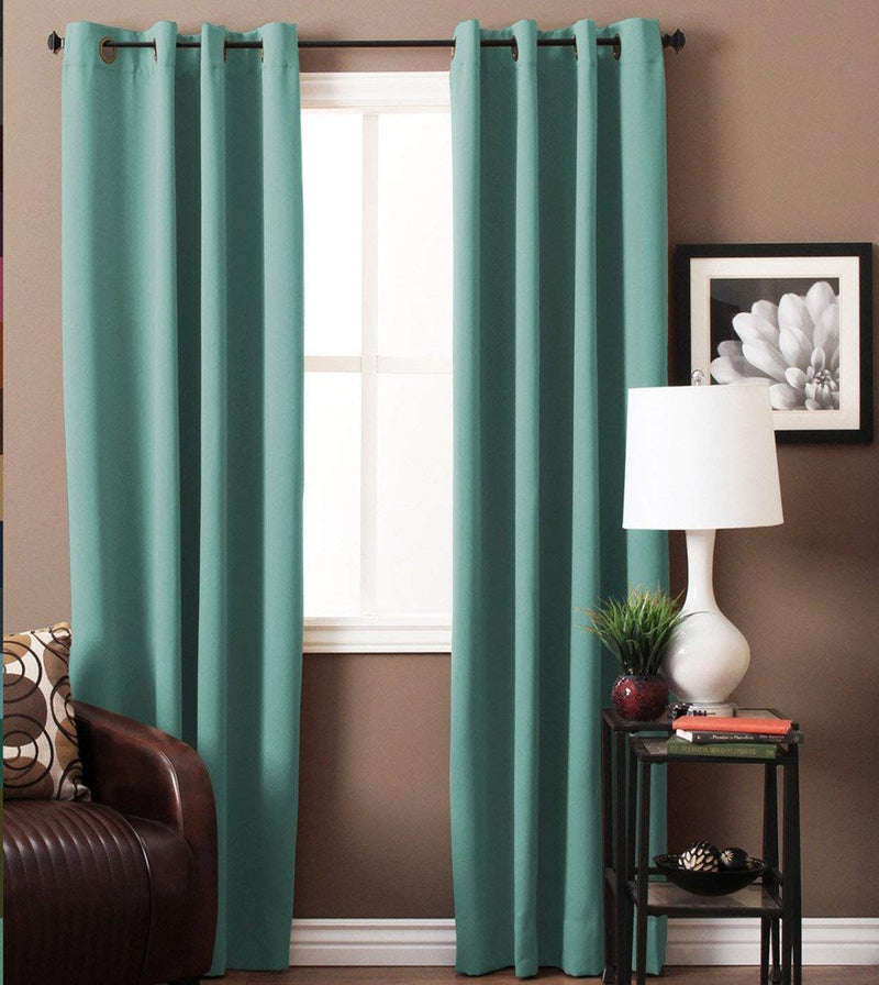 kurtains2fly Polyester Solid Rod Pocket Curtain, Door- 4.5 X 7 Feet, Aquamarine, Pack of 2