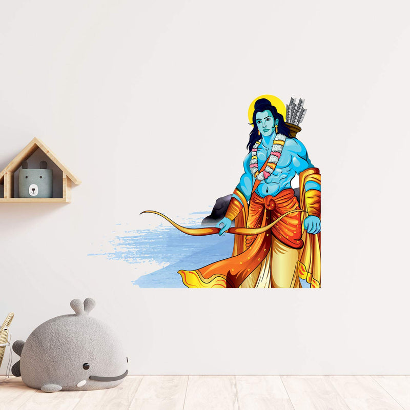 Masstone Lord Jai Shree Ram PVC Vinyl Sticker for Wall (Size: 49 x 41 cm), Multicolour - Pack of 1