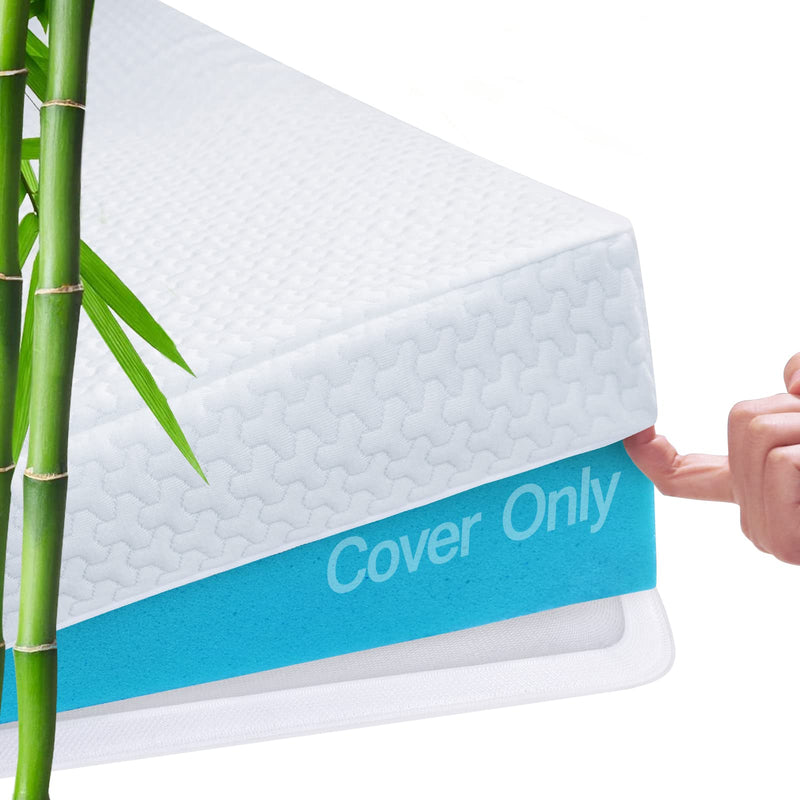 3 Inch Mattress Topper Cover King Size (Only Cover) Cooling Bamboo Rayon Zippered Cover for Mattress Topper with Adjustable Straps for Latex Memory Foam Mattress Cover