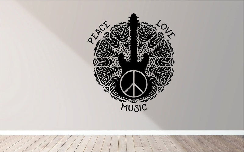 VVWV Peace Love Music Trippy Quotes Wall Stickers Kids Bedroom Living Room Home Restaurant Wall Decoration L X H 50 X 50 Cms