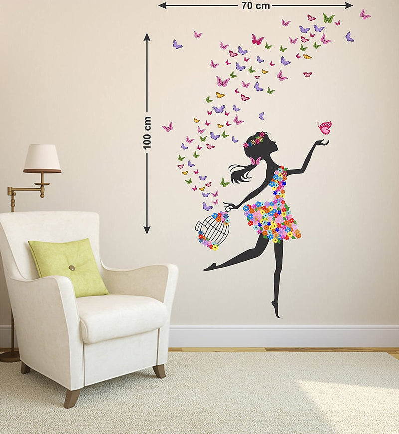 WALLBOOK Set of 2 Wall Stickers Dreamy Girl | 3D Trees for Home, Hall, Bedroom, Livingroom & Kitchen