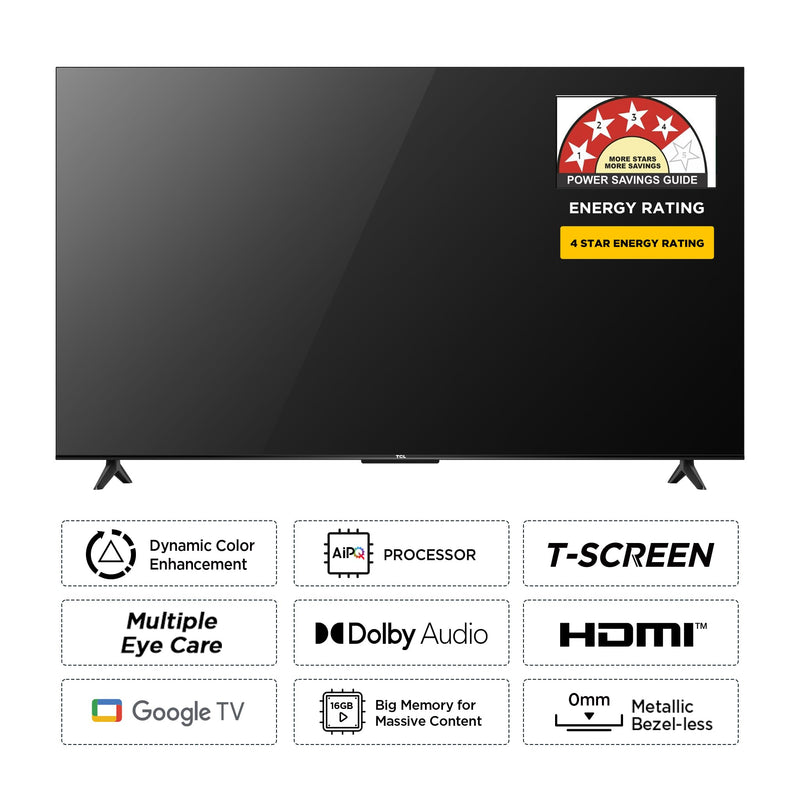 TCL 164 cm (65 inches) Metallic Bezel-Less Series 4K Ultra HD Smart LED Google TV 65V6B (Black)