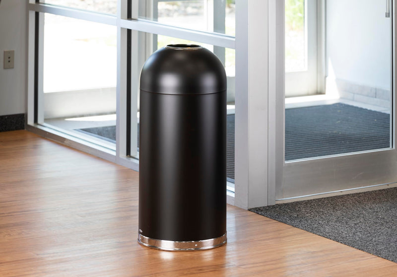 Safco Open Top Dome Trash Can, Touch-Free Garbage Bin, Durable, Puncture-Resistant, 15 Gallons, Black