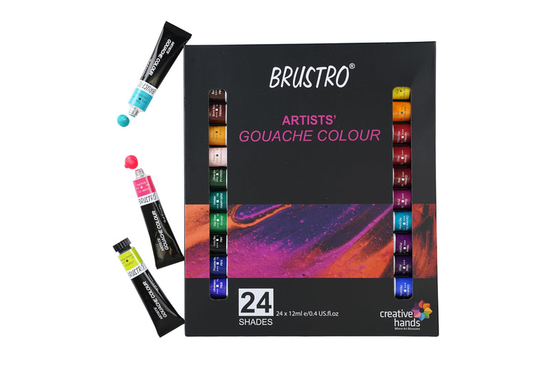 BRUSTRO Artists Gouache Colour Set of 24 Colours X 12ML Tubes