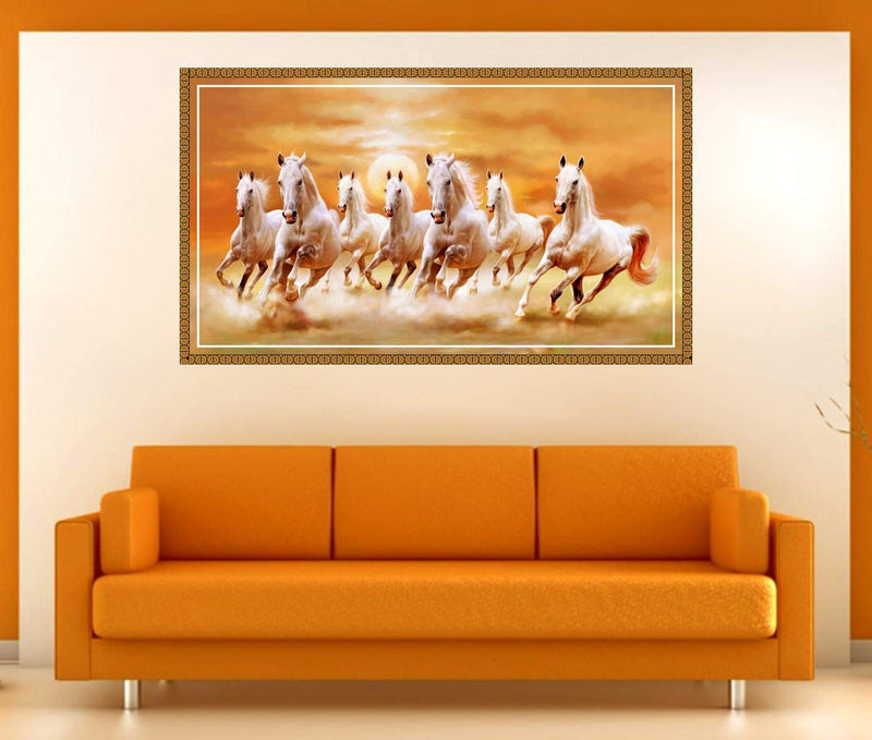 DivineDesigns™ Seven Horses | Wall Sticker for Living Room/Bedroom/Office and All Decorative Stickers