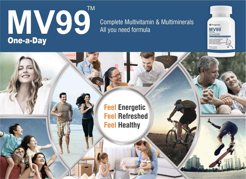 Trexgenics MV99 Multivitamin One-a-day Easy On Stomach - Complete Daily All you need with Multiminerals & Micronutrients for Men & Women (60 Veg. Capsules) (1)