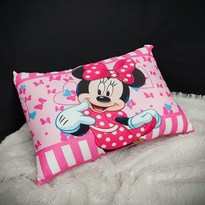 CROZYTONE Home Decor Cartoon Printed Toddler Kid's Silky Soft Microfiber Polyester Pillow Perfect for Travel (12"x18", Mickey Design)(PACK of 3) (PINK)