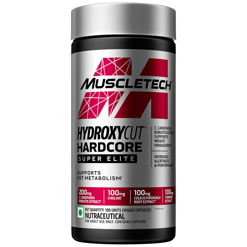 MuscleTech, Hydroxycut Hardcore, Super Elite, Supports Fat Metabolism - Pack of 100 Veggie Capsules