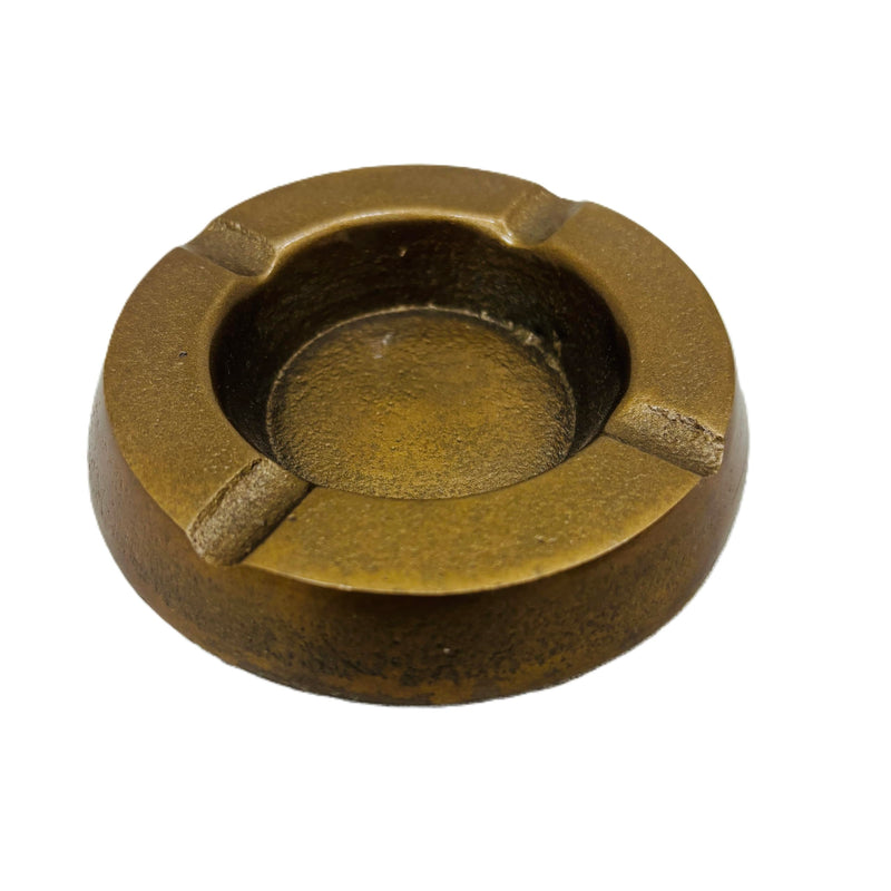 Atiqco Aluminium Metal Ashtray for Cigarette & Cigar, Round Shape, Home Decor 10 cm Diameter Brass Antique Gold