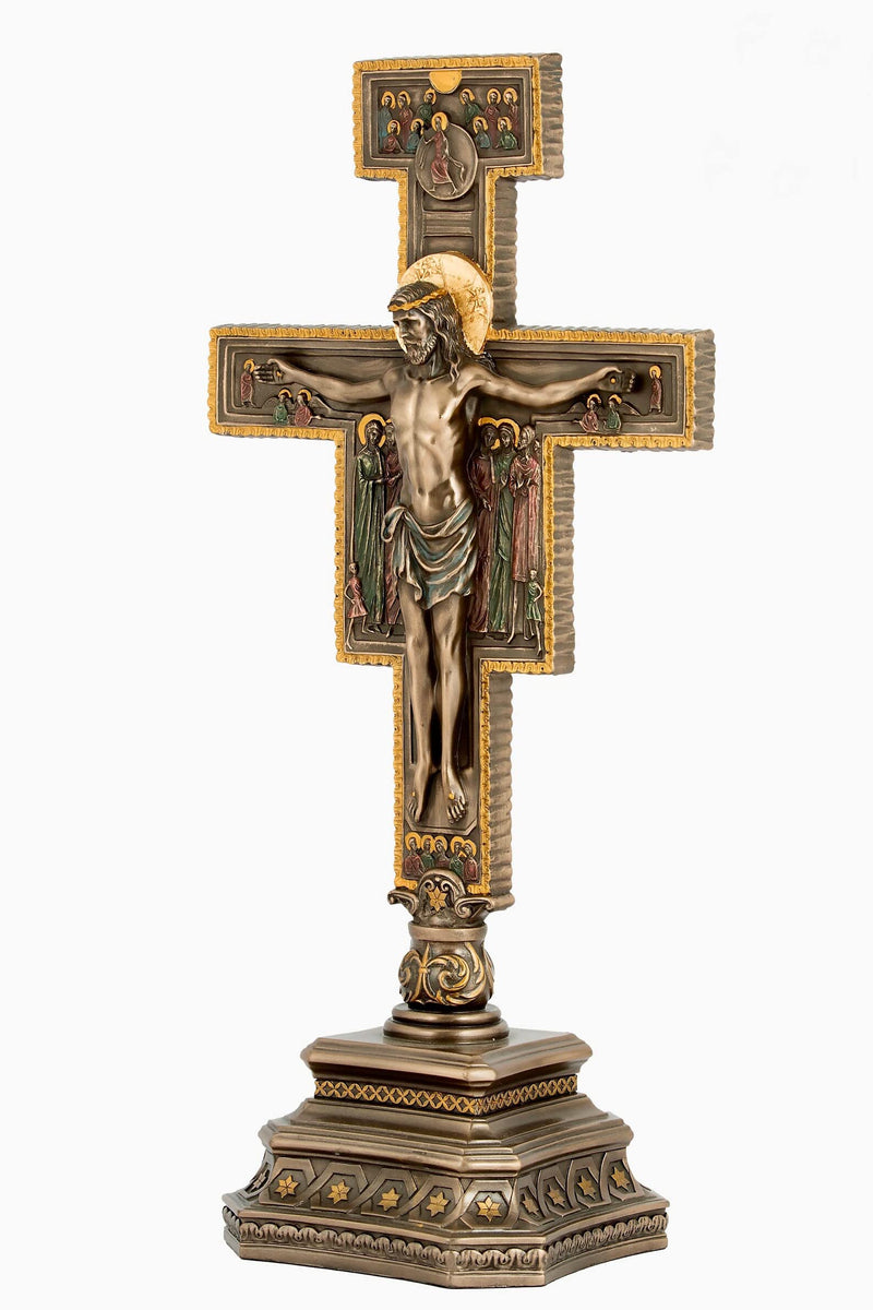 VERONESE San Damiano Crucifix on Stand Sculpture 14" Tall