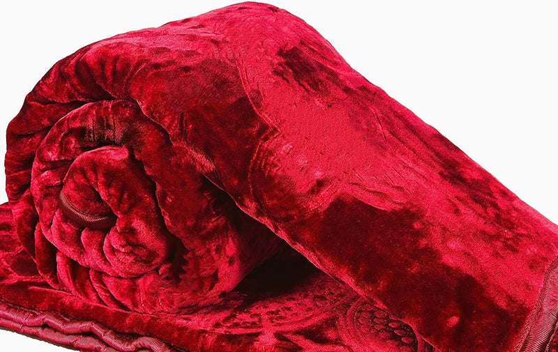 SHOPBITE Single Bed Mink Blanket Heavy Winter Mink Soft AC Room Fleece All Weather Warm Kambal (Maroon, Single Bed)