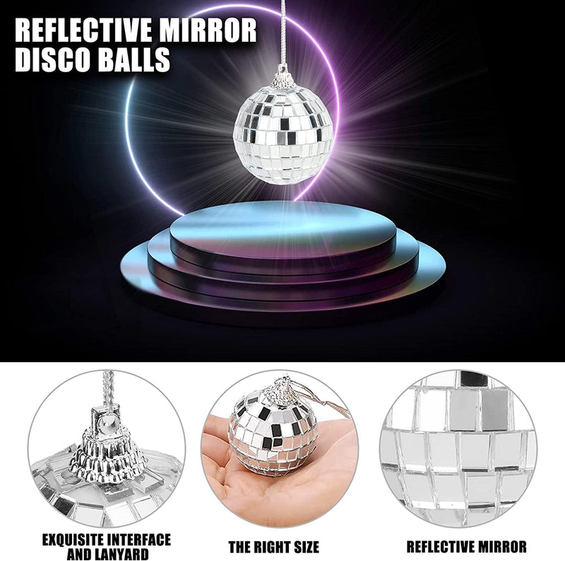 The Decor Affair Enchanting Reflections: 15-Piece Hanging Mirror Set - Mix of 1.5", 2", and 3.2" Disco Ball Mirrors