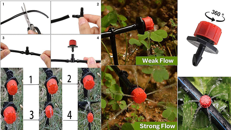 DIY Crafts Micro Drip Irrigation Kit Adjustable Nozzle Automatic Watering Kits,Plant Watering System for Patio,Greenhouse,Lawn,Garden No Installation Require (For 2 Pot, Ready To Install Kit)