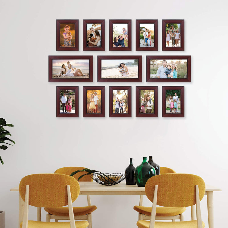 Amazon Brand - Solimo Collage Set of 13 Rosewood Photo Frames (5 x 7 Inch - 10 & 6 X 10 Inch - 3)