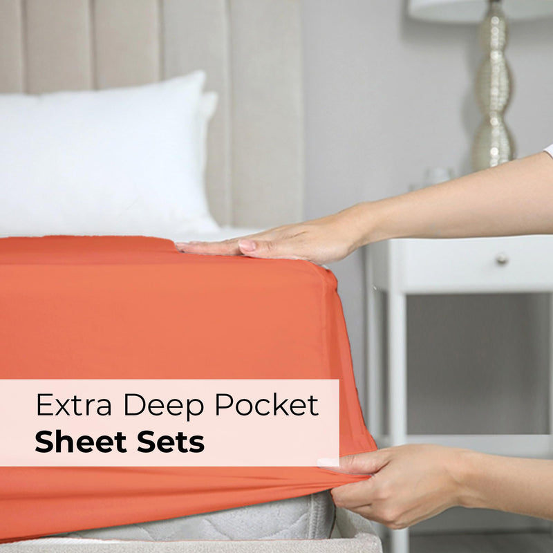 Extra Deep Twin XL 4 Piece Bedding Sheet Set - Breathable & Cooling - Hotel Luxury Bed Sheets Set - Easy Fit - Soft, Wrinkle Free & Comfy Coral Bedding Sheets - Extra Deep Pockets Bed Sheet Set