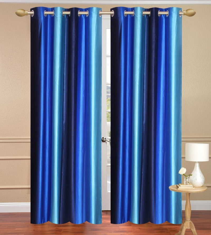 Purav Light Curtain Combo 9 Feet Long (1 Piece Leaf and 1 Piece Texture) - Aqua, 2 Piece