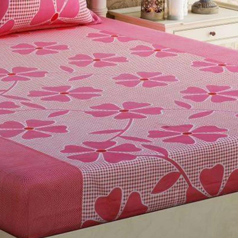 Generic Cotton 150 TC Bedsheet (Queen_Multicolour) (Pink Fruity A_1), Pack of 1