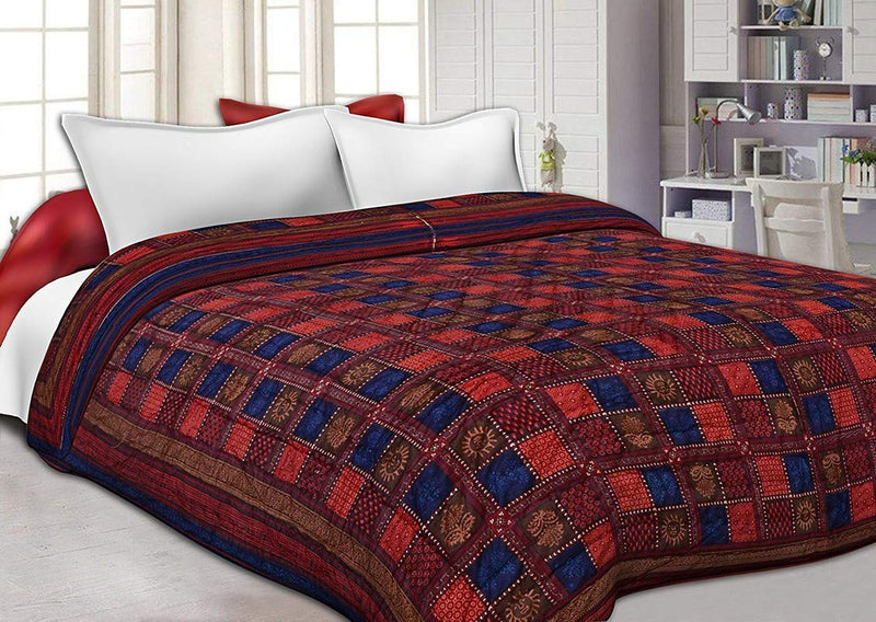 Navya Ent 100% Pure Cotton Jaipuri Rajai/Handprinted Rajai Traditional Single Bed Quilt for All Season (Size - 55 X 85 inch, Dabu)