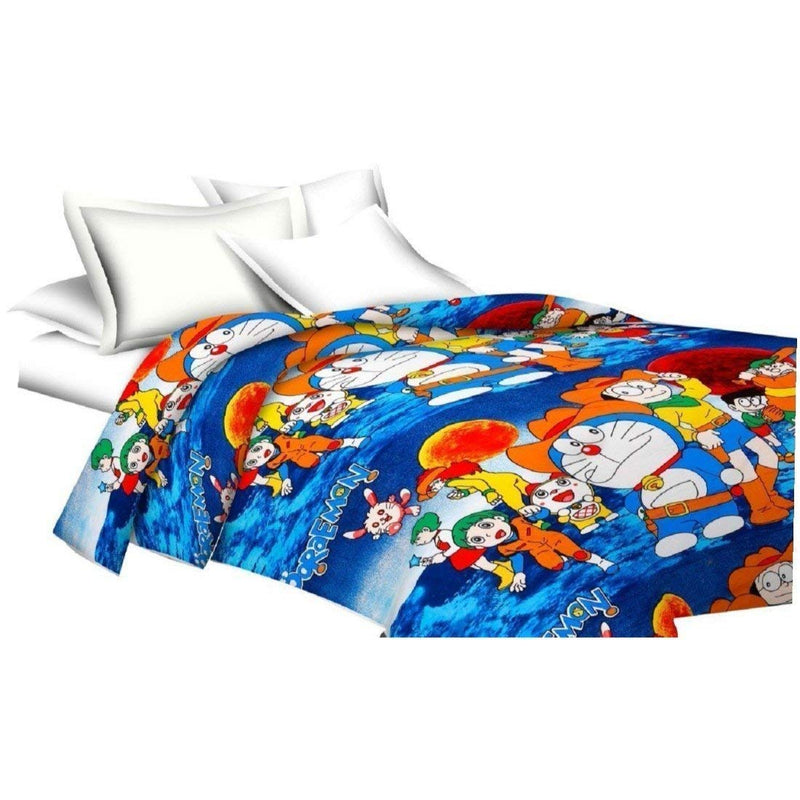 WONDERLOOK 100% Reversible Single Bed AC Blanket/Dohar/Combo Set of 2 Pc (Blue doremon & Motu patlu Print)