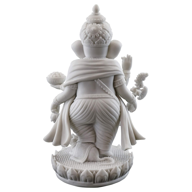 Top Collection 7.5" H 4.75" Standing Ganesh Statue in White Marble Finish - Hindu Lord of Success Sculpture