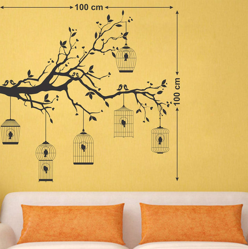 WALLSTICKY Tree with Birds in CAGE Sticker