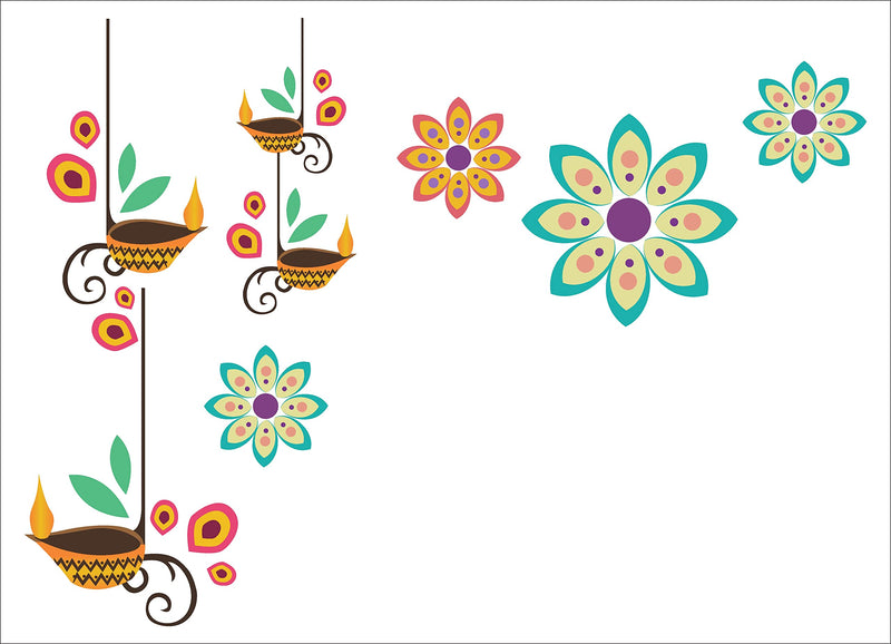 Advait Designs - Hanging Diya for Home Decorative PVC Vinyl Wall Sticker (70 Cm X 51 Cm)