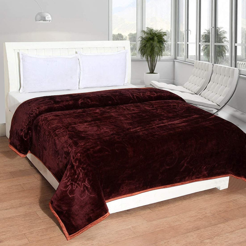 BSB HOME® Supersoft Micromink Double Bed Blanket for Heavy Winters |650 GSM Supersoft, Warm, & Decorative | Double 200x220 cm | Wine